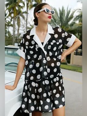 NWT Anthropologie Plenty by Tracy Reese Short-Sleeve Mini Polka Dot Dress